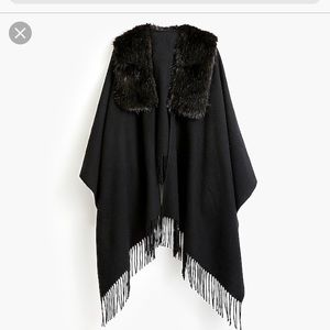 J Crew Faux Shearling Poncho